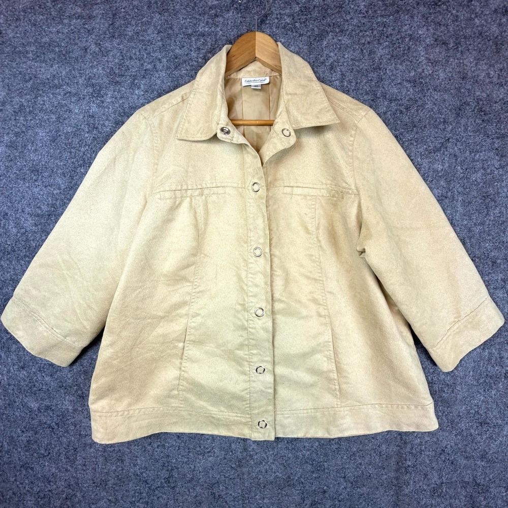 Coldwater Creek Shacket Womens 18W Beige Boxy Neutral Snaps 90s‎ Minimalist